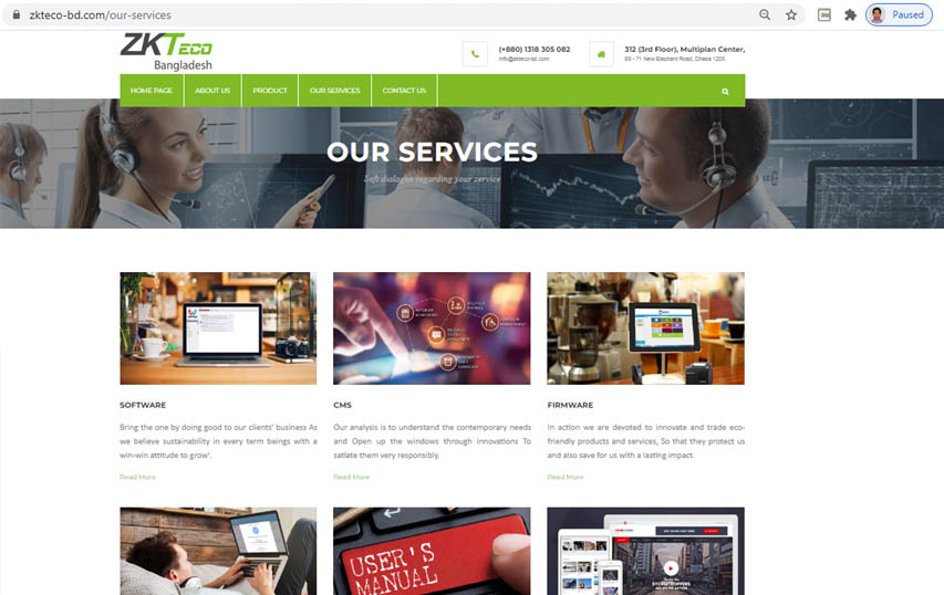 Service Page of zkteco-bd.com